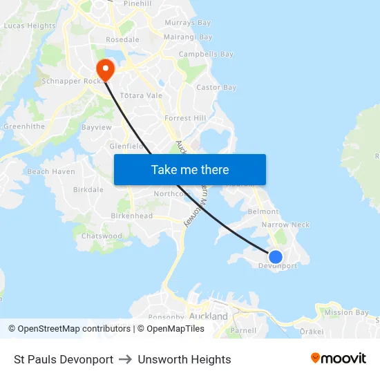 St Pauls Devonport to Unsworth Heights map