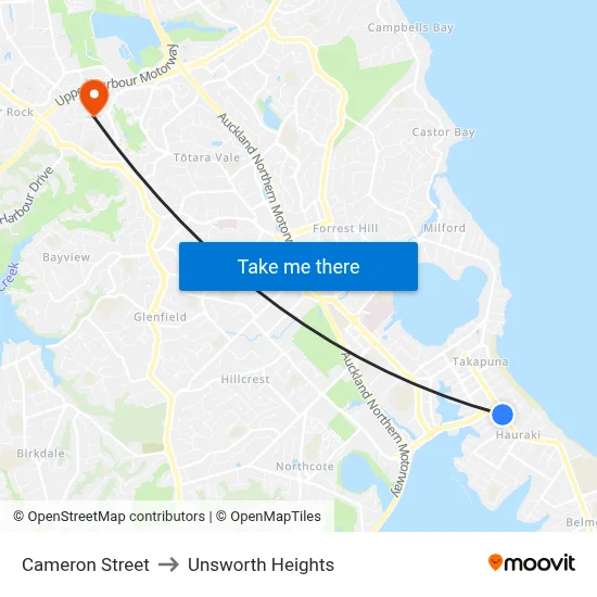 Cameron Street to Unsworth Heights map