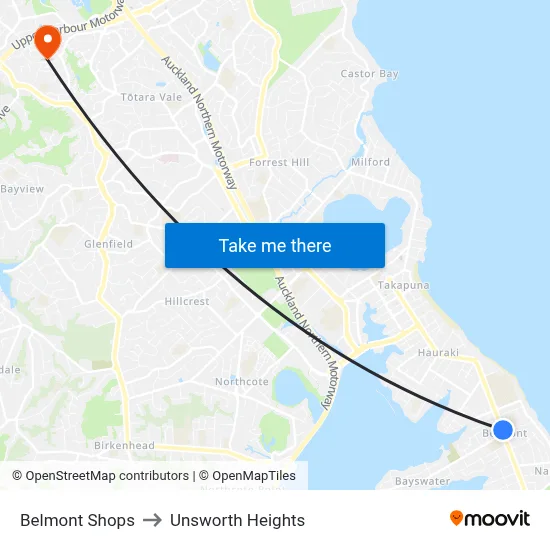 Belmont Shops to Unsworth Heights map