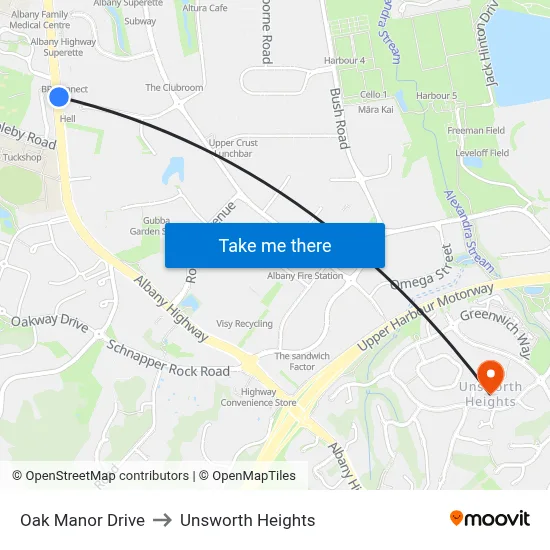 Oak Manor Drive to Unsworth Heights map