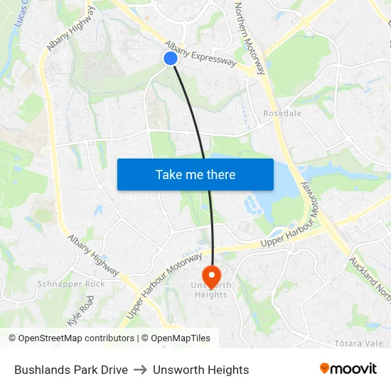 Bushlands Park Drive to Unsworth Heights map