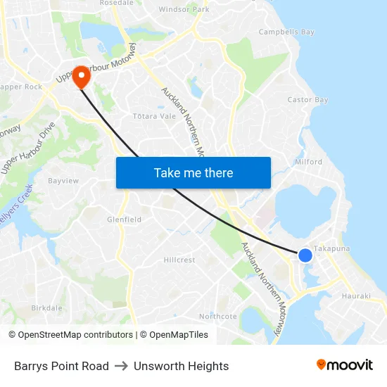Barrys Point Road to Unsworth Heights map
