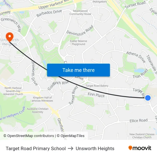 Target Road Primary School to Unsworth Heights map