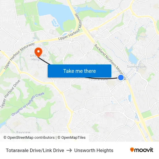 Totaravale Drive/Link Drive to Unsworth Heights map