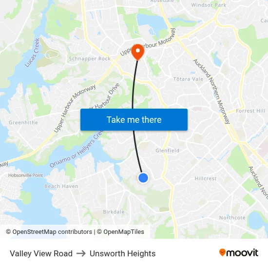Valley View Road to Unsworth Heights map