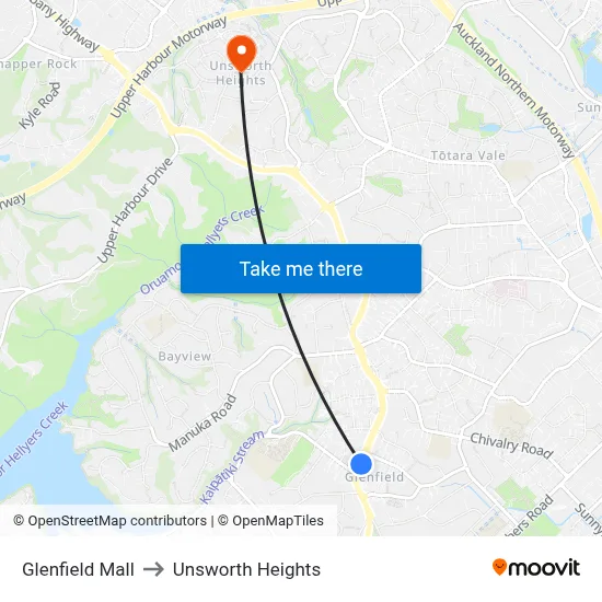 Glenfield Mall to Unsworth Heights map