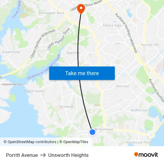 Porritt Avenue to Unsworth Heights map