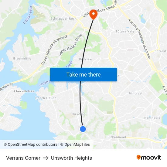 Verrans Corner to Unsworth Heights map