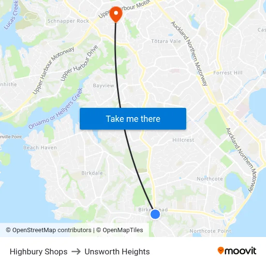 Highbury Shops to Unsworth Heights map