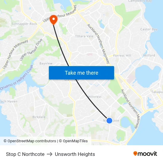Stop C Northcote to Unsworth Heights map