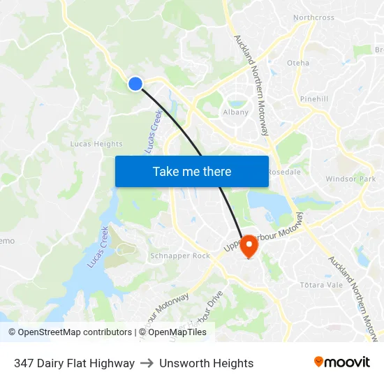 347 Dairy Flat Highway to Unsworth Heights map