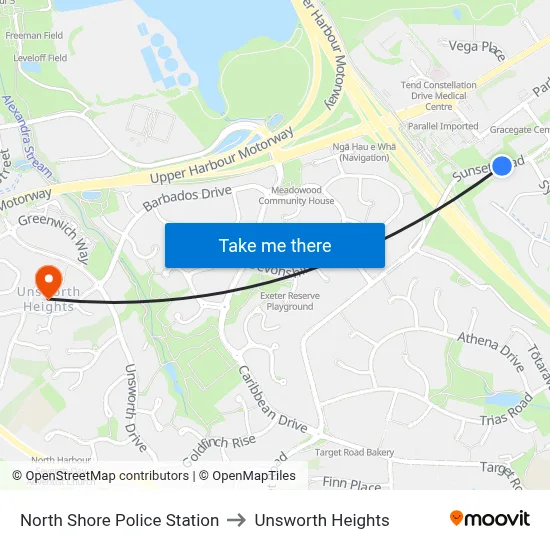 North Shore Police Station to Unsworth Heights map