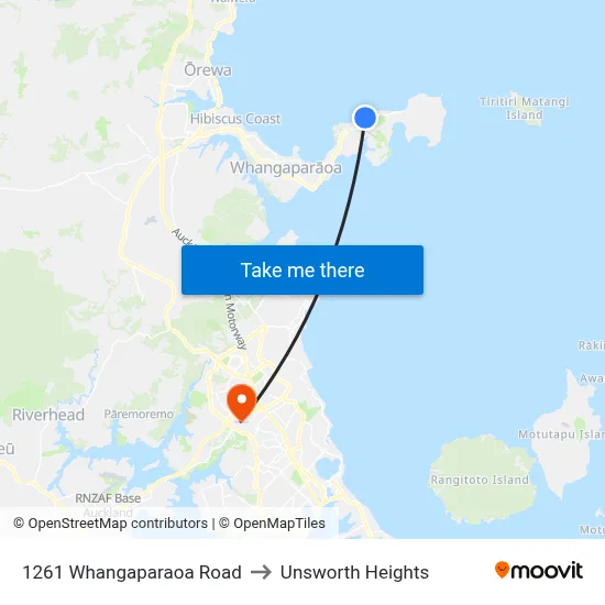 1261 Whangaparaoa Road to Unsworth Heights map