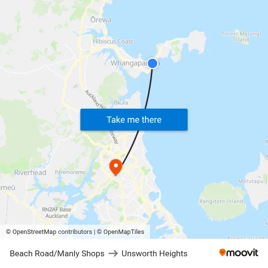 Beach Road/Manly Shops to Unsworth Heights map