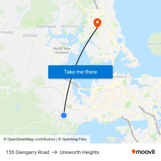 155 Glengarry Road to Unsworth Heights map