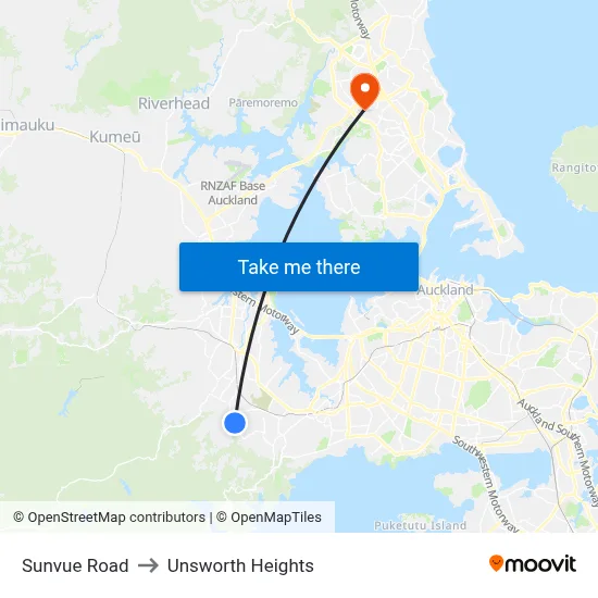 Sunvue Road to Unsworth Heights map