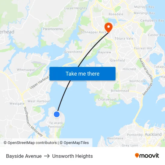 Bayside Avenue to Unsworth Heights map