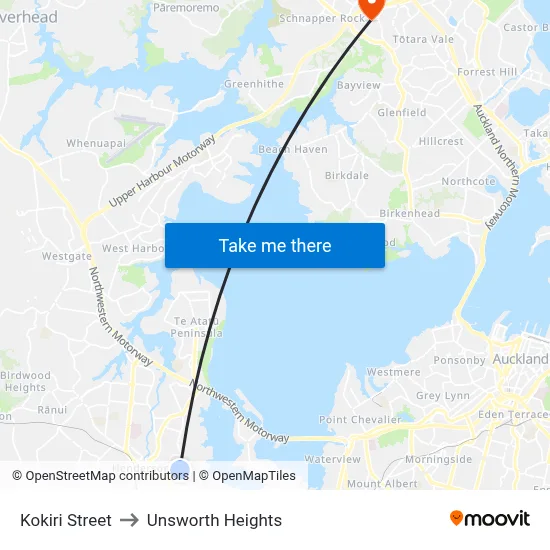 Kokiri Street to Unsworth Heights map