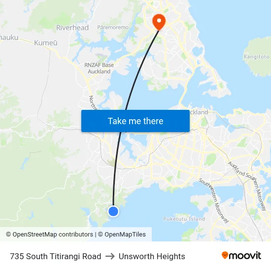 735 South Titirangi Road to Unsworth Heights map