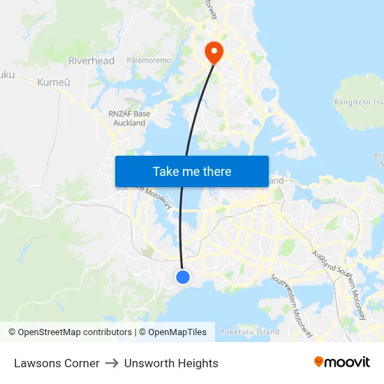 Lawsons Corner to Unsworth Heights map