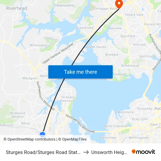 Sturges Road/Sturges Road Station to Unsworth Heights map