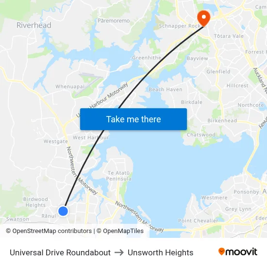 Universal Drive Roundabout to Unsworth Heights map