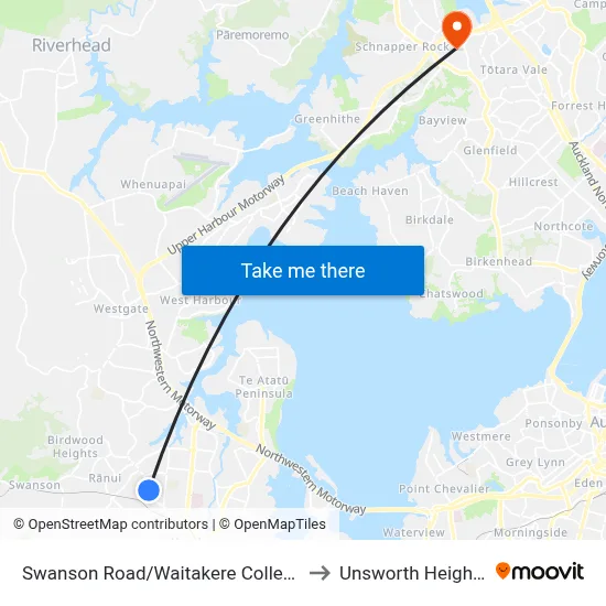 Swanson Road/Waitakere College to Unsworth Heights map