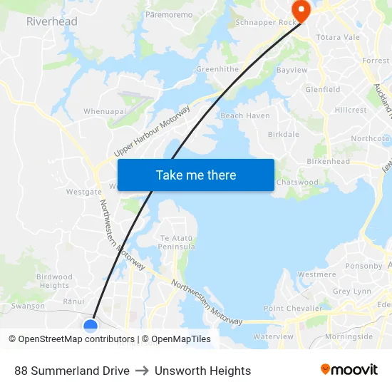 88 Summerland Drive to Unsworth Heights map