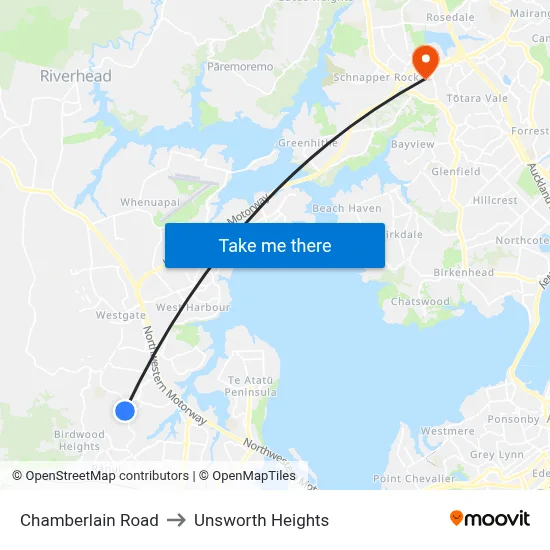 Chamberlain Road to Unsworth Heights map