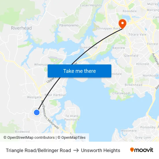 Triangle Road/Bellringer Road to Unsworth Heights map
