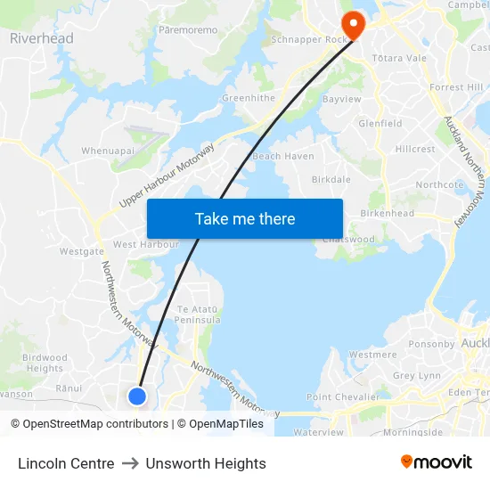 Lincoln Centre to Unsworth Heights map