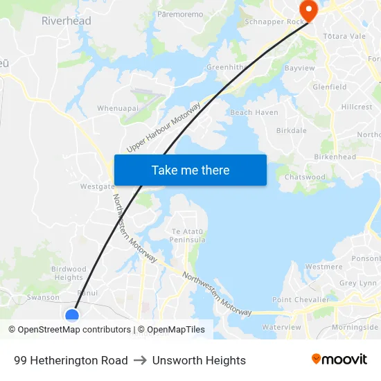 99 Hetherington Road to Unsworth Heights map