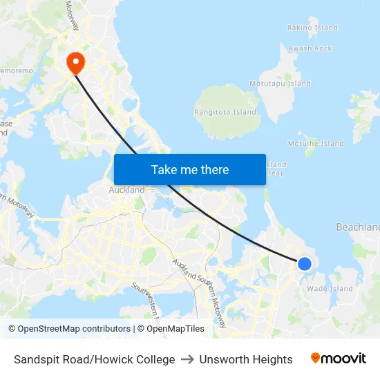 Sandspit Road/Howick College to Unsworth Heights map
