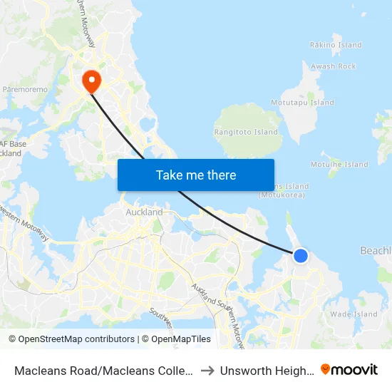 Macleans Road/Macleans College to Unsworth Heights map