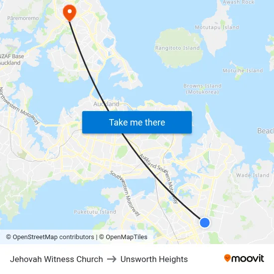Jehovah Witness Church to Unsworth Heights map