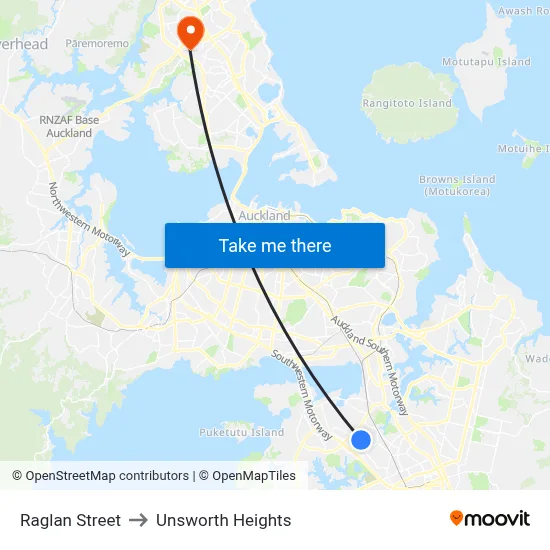 Raglan Street to Unsworth Heights map