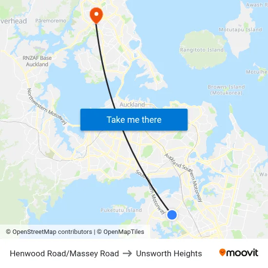 Henwood Road/Massey Road to Unsworth Heights map
