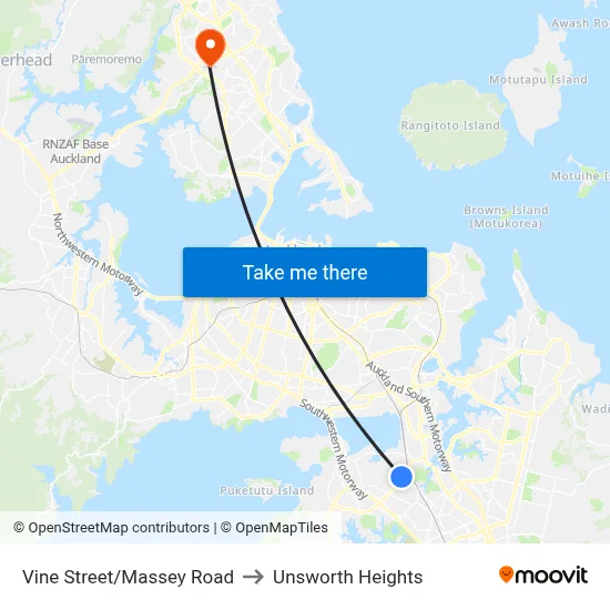 Vine Street/Massey Road to Unsworth Heights map