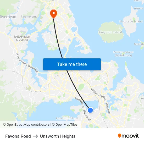 Favona Road to Unsworth Heights map