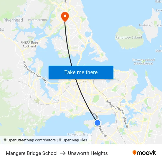 Mangere Bridge School to Unsworth Heights map