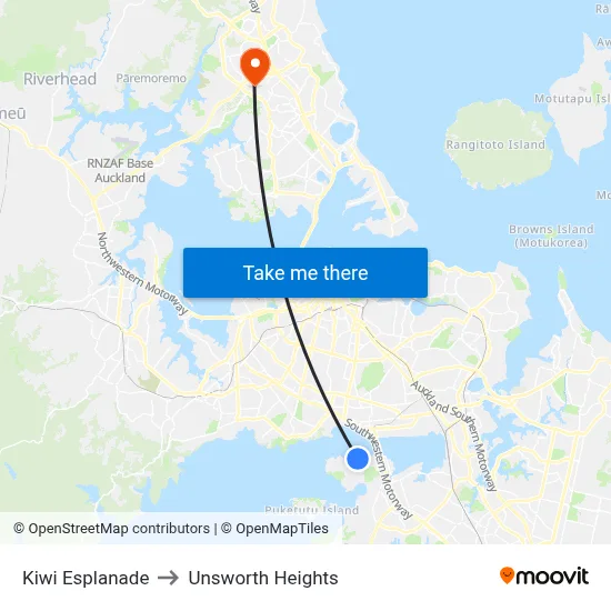 Kiwi Esplanade to Unsworth Heights map