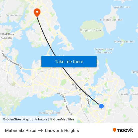 Matamata Place to Unsworth Heights map