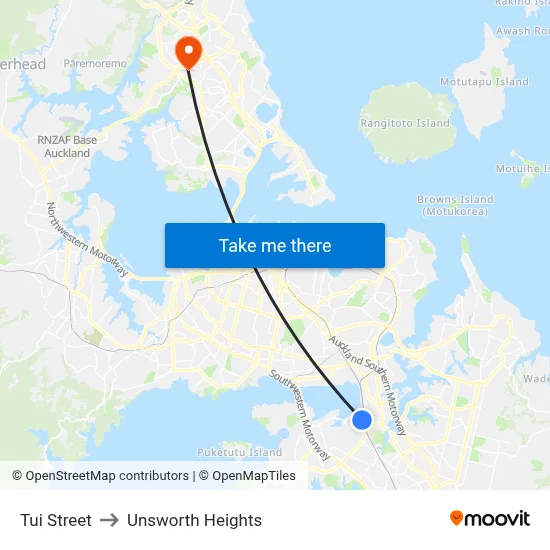 Tui Street to Unsworth Heights map