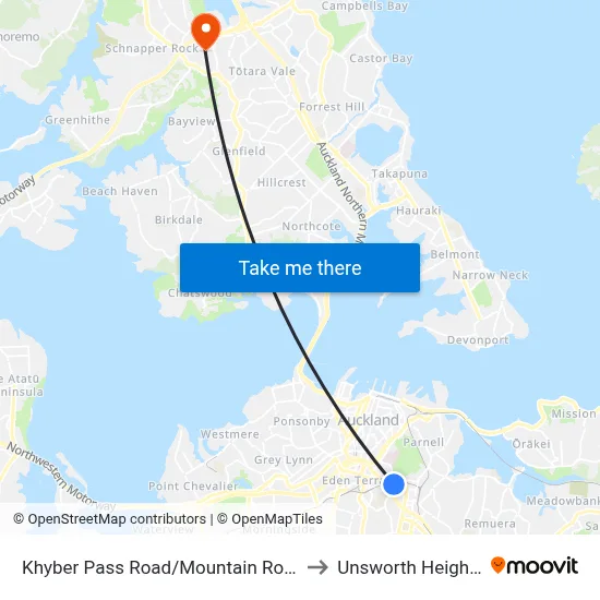 Khyber Pass Road/Mountain Road to Unsworth Heights map