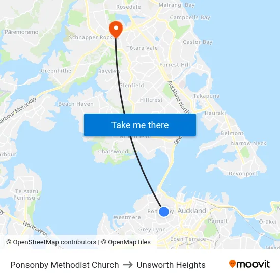 Ponsonby Methodist Church to Unsworth Heights map