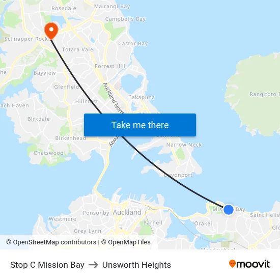 Stop C Mission Bay to Unsworth Heights map