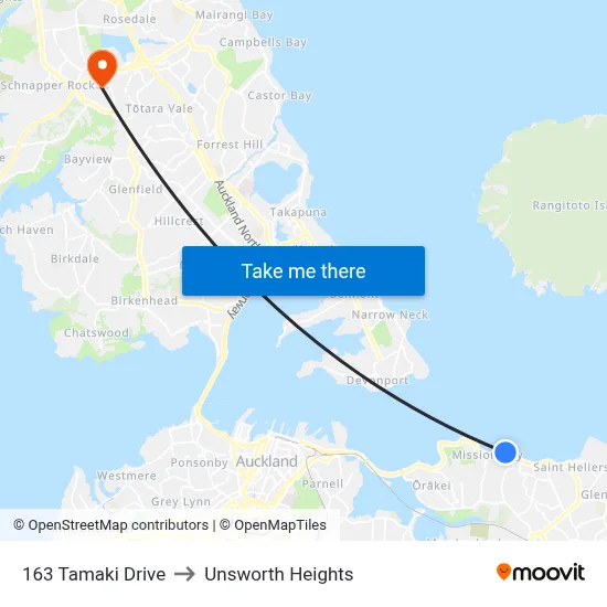 163 Tamaki Drive to Unsworth Heights map