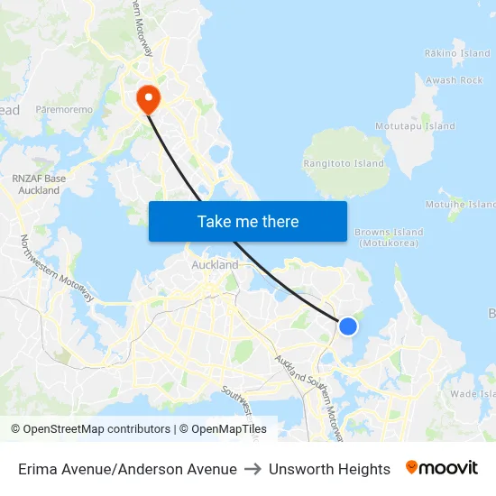 Erima Avenue/Anderson Avenue to Unsworth Heights map