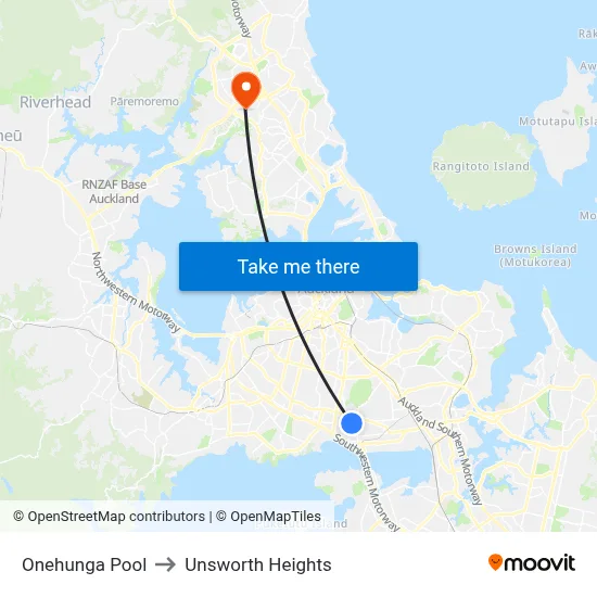 Onehunga Pool to Unsworth Heights map