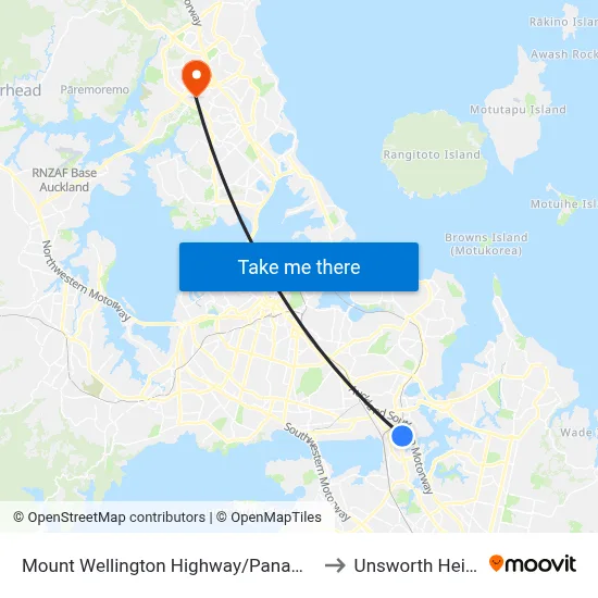 Mount Wellington Highway/Panama Road to Unsworth Heights map